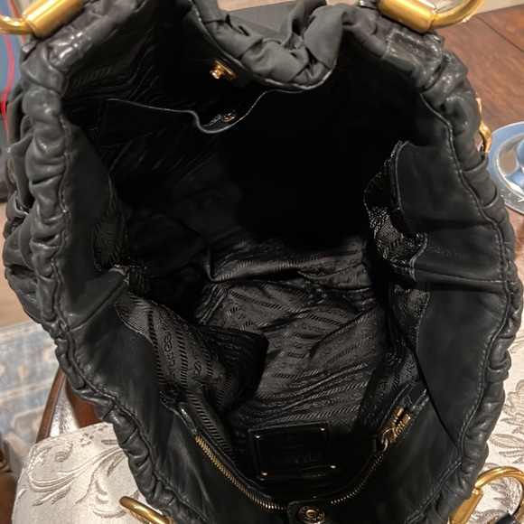 Prada black nylon and leather with gold hardware medium - Picture 7 of 12